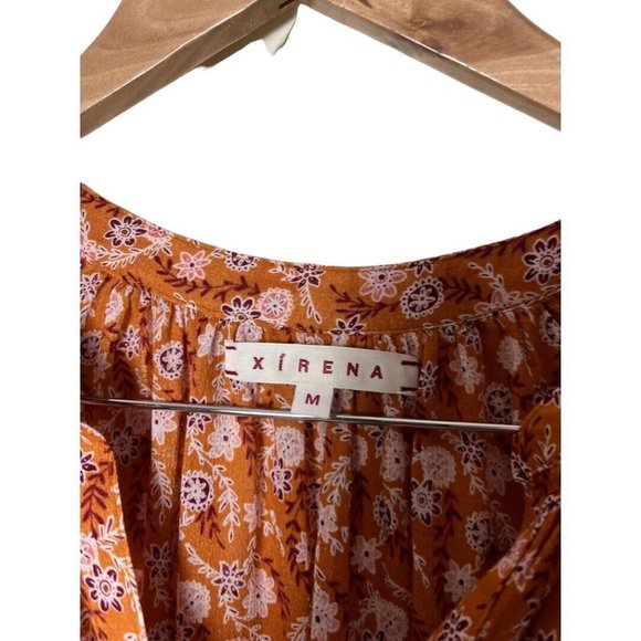 XIRENA Orange Floral Cotton Cap Sleeve V-Neck Sam Blouse Top M - Picture 4 of 6